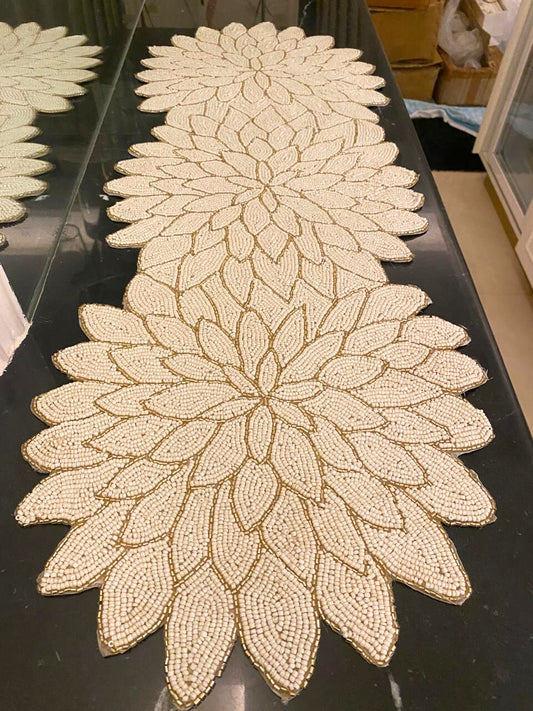 Black Leaves with Gold Trimming Table Runner