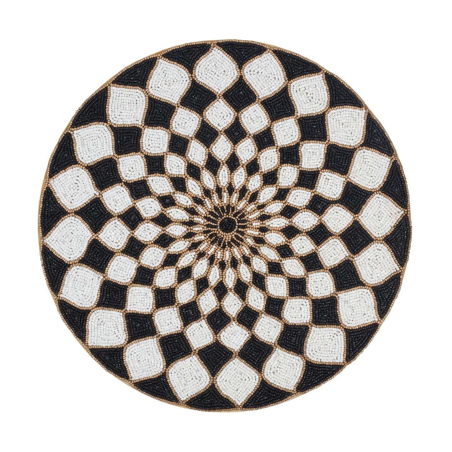 Elegant Woven Black and White Table Mat with Decorative trim