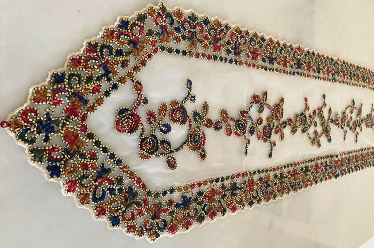 Colorful Embroidered Organza Table Runner