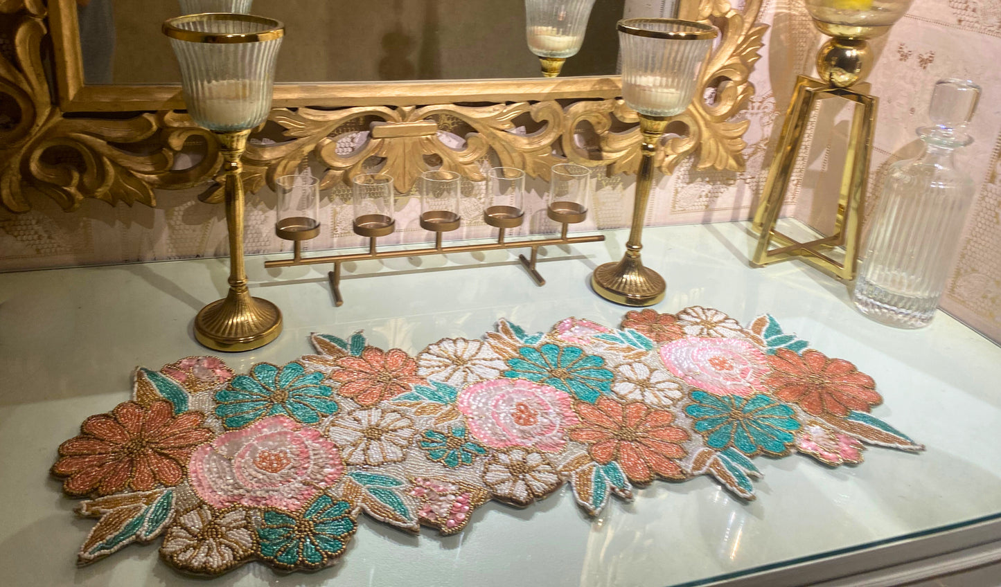 Multi-colored Floral Sequence Runner