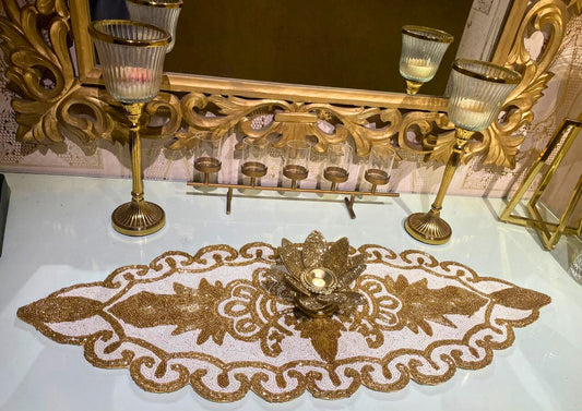 Gold Motif Cut-work Table Runner