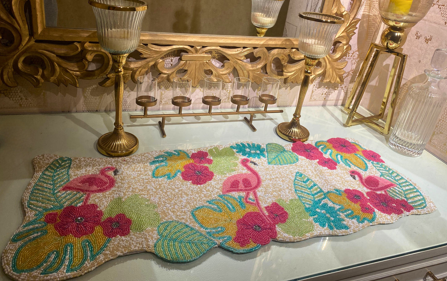 Pink Flamingo Table Runner