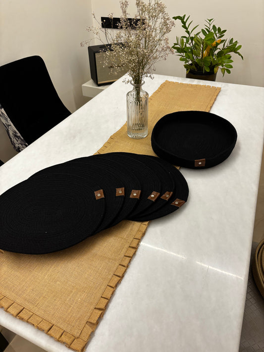 Black Woven Placemats Set
