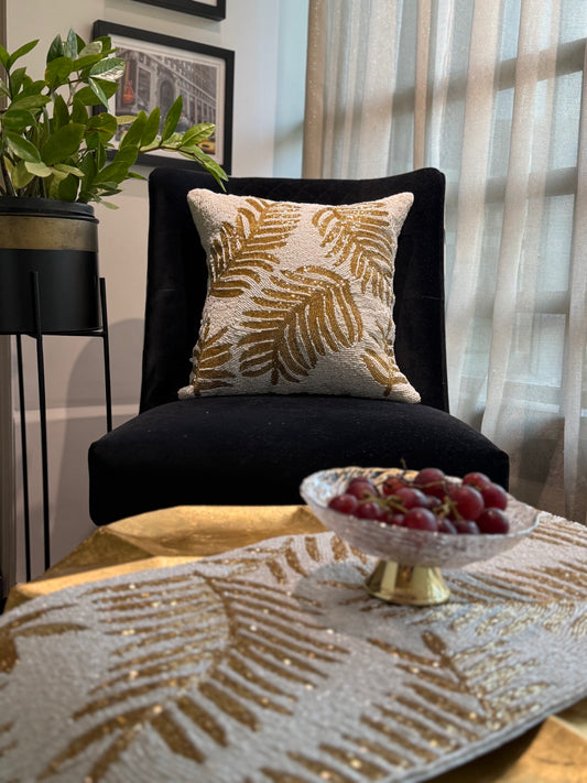 Handmade Golden Leaves Cushion Covers