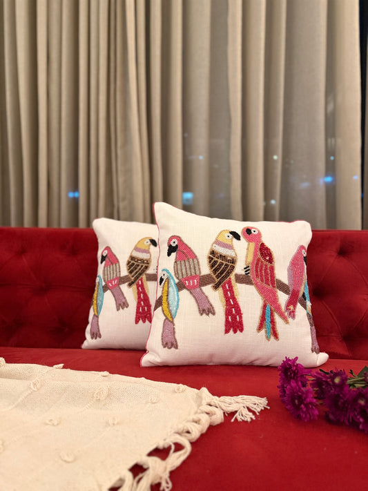 Handmade Birds Cushion Covers