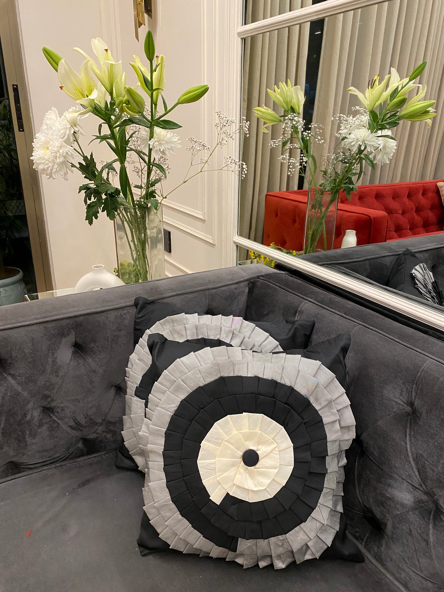 Monochrome Orbit Cushion Cover