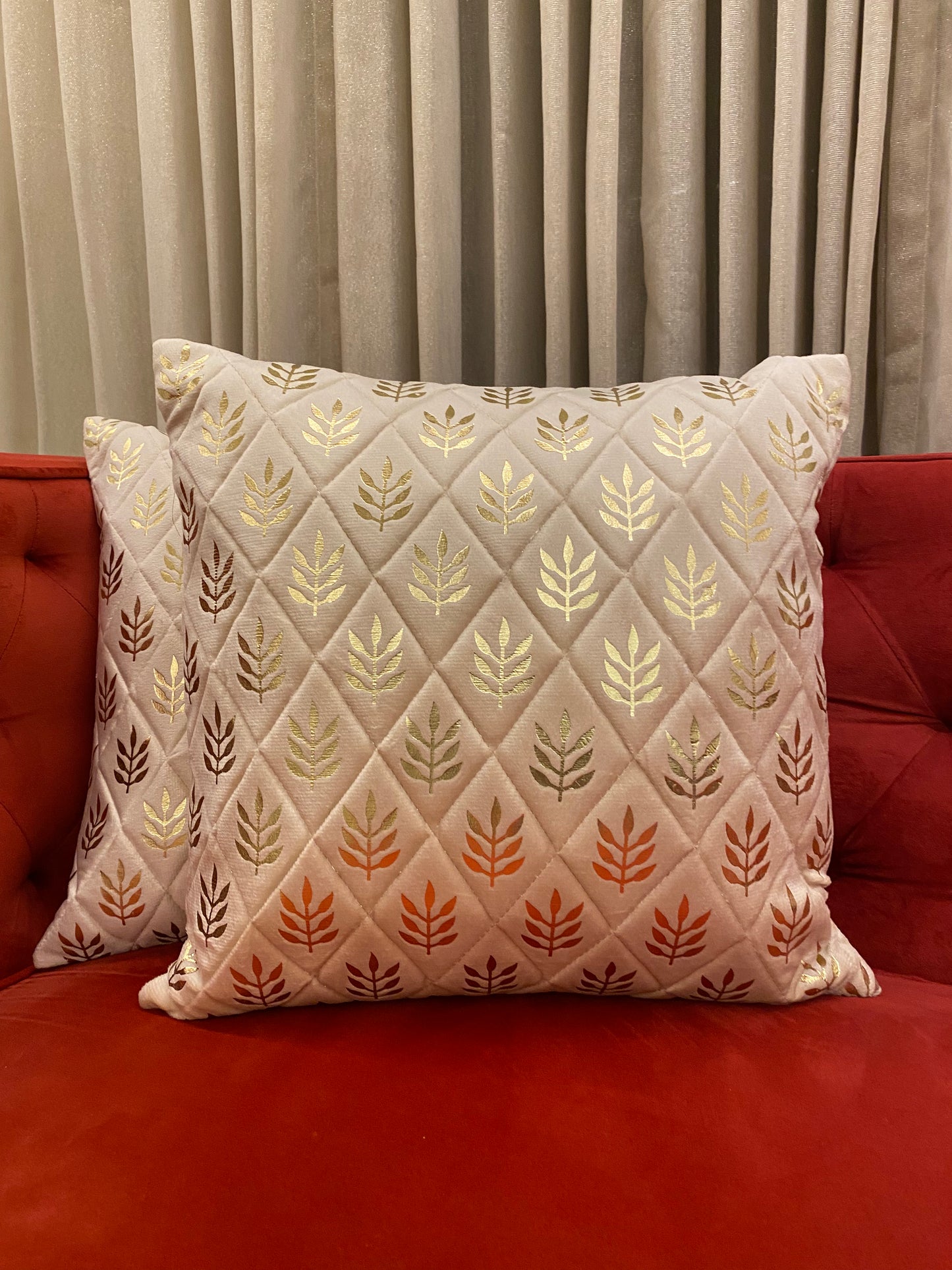 Turkish Leaf Gold Foil Cushion Cover