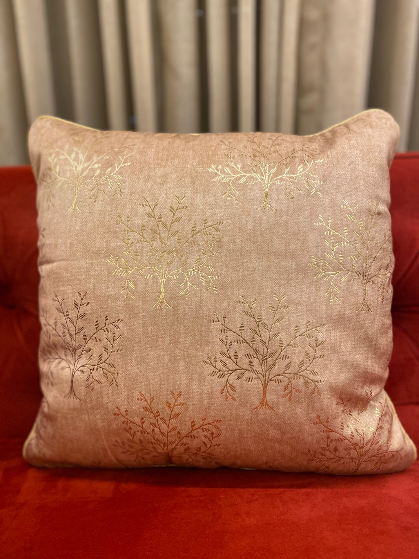 Tree Motif Gold Foil Cushion Cover