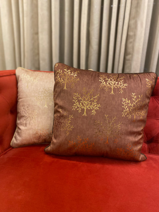 Tree Motif Gold Foil Cushion Cover