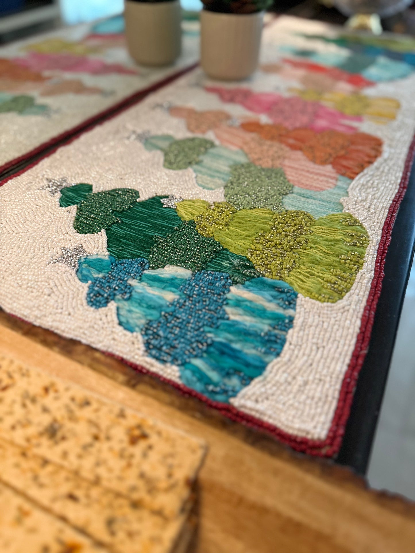 Multicolour Christmas Tree Table Runner