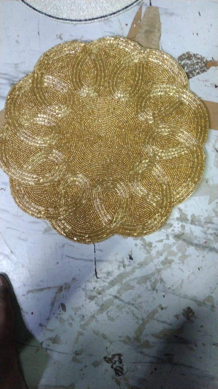 Elegant Woven Round Golden Table Mat