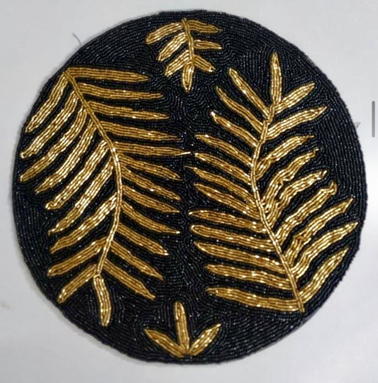 Hand Embellished Black and Gold Beaded Table Mats