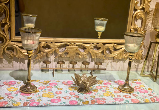 Pink and White Floral Table Runner