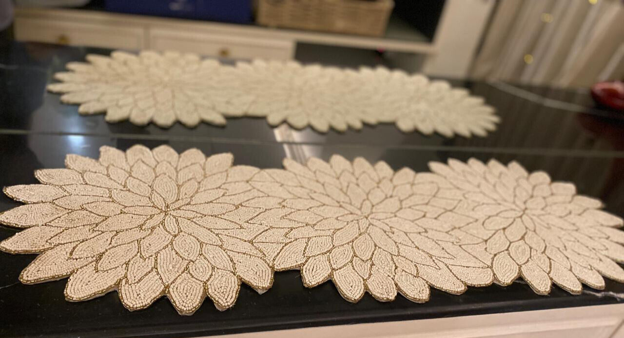 Black Leaves with Gold Trimming Table Runner