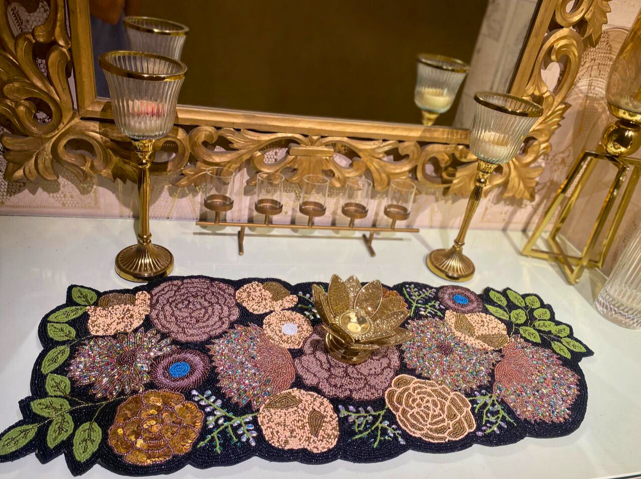 Floral Multi colored Motif Table Runner