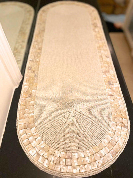 White Mother of Pearl Table Runner