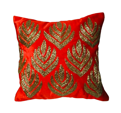 Red & Gold Cushion Cover - Luxury Decorative Throw Pillow Case