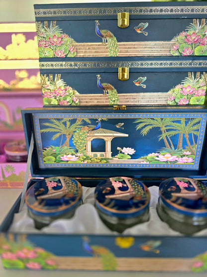 Peacock Blue & Pastel Pink Gift Boxes