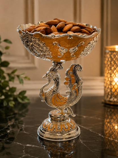 Imperial Peacock Pedestal Bowl
