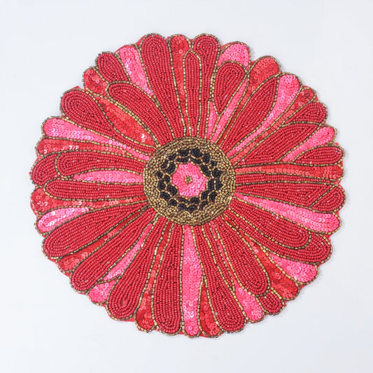 Elegant Woven Pink Round Table Mat