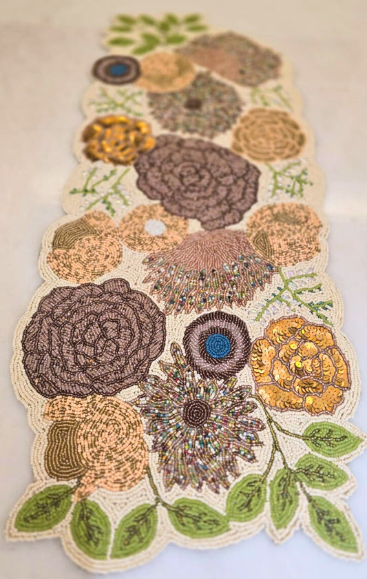 Multi-colored Floral White Runner