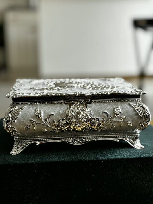 German silver ornate Ivory gift box/jewellery box.