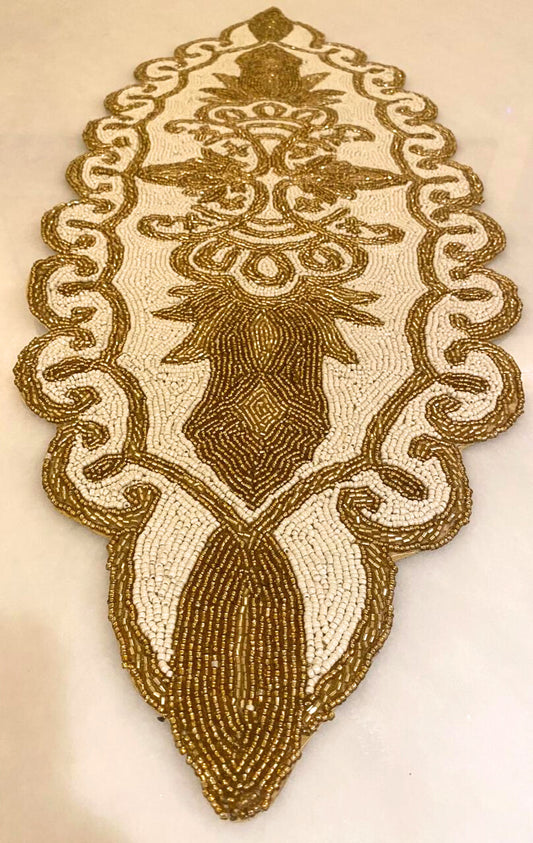 Gold Motif Cut-work Table Runner