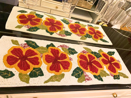 Red and Yellow Floral Table Runner