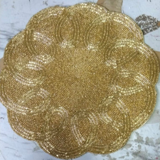 Elegant Woven Round Golden Table Mat