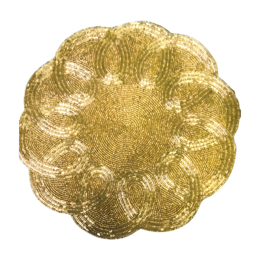 Elegant Woven Round Golden Table Mat