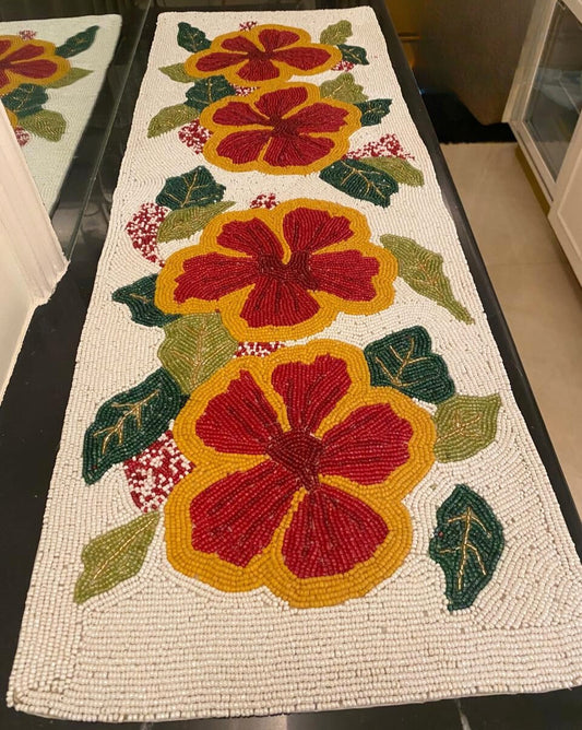 Red and Yellow Floral Table Runner
