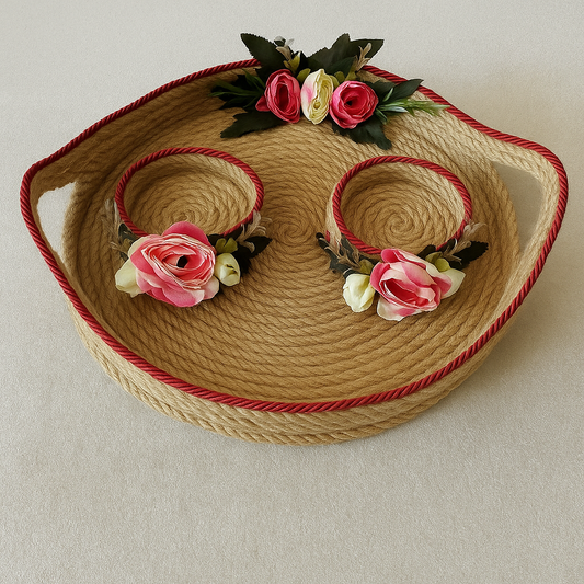 Natural Jute Tray - Handwoven Artisan Serving & Display Tray