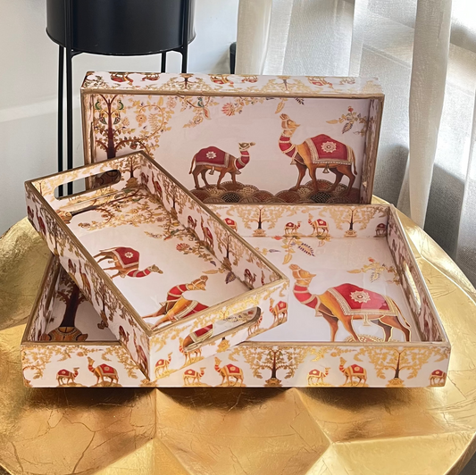 Royal Caravan Camel Tray Set of 3