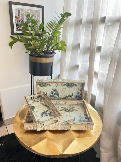 Royal Peacock Tray Set of 3