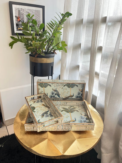 Royal Peacock Tray Set of 3