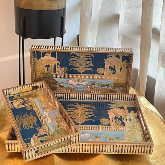 Royal Swan Palace Tray Set of 3