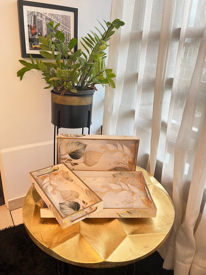 Golden Botanical Luxe Tray Set of 3