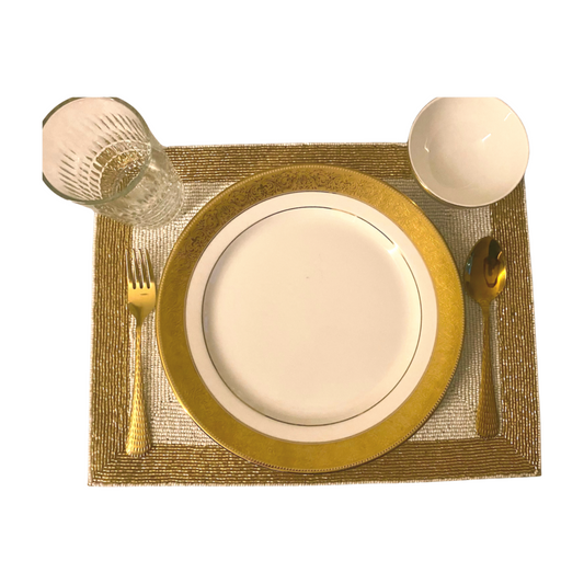Hand Embellished Stunning white and Gold Table Mats