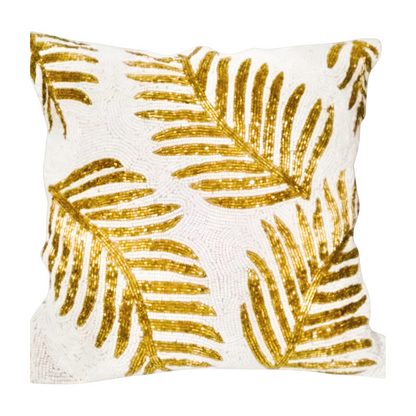 Handmade Golden Leaves Cushion Covers