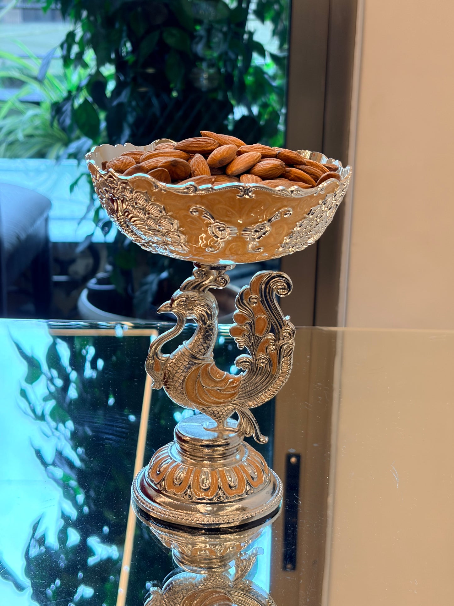 Imperial Peacock Pedestal Bowl