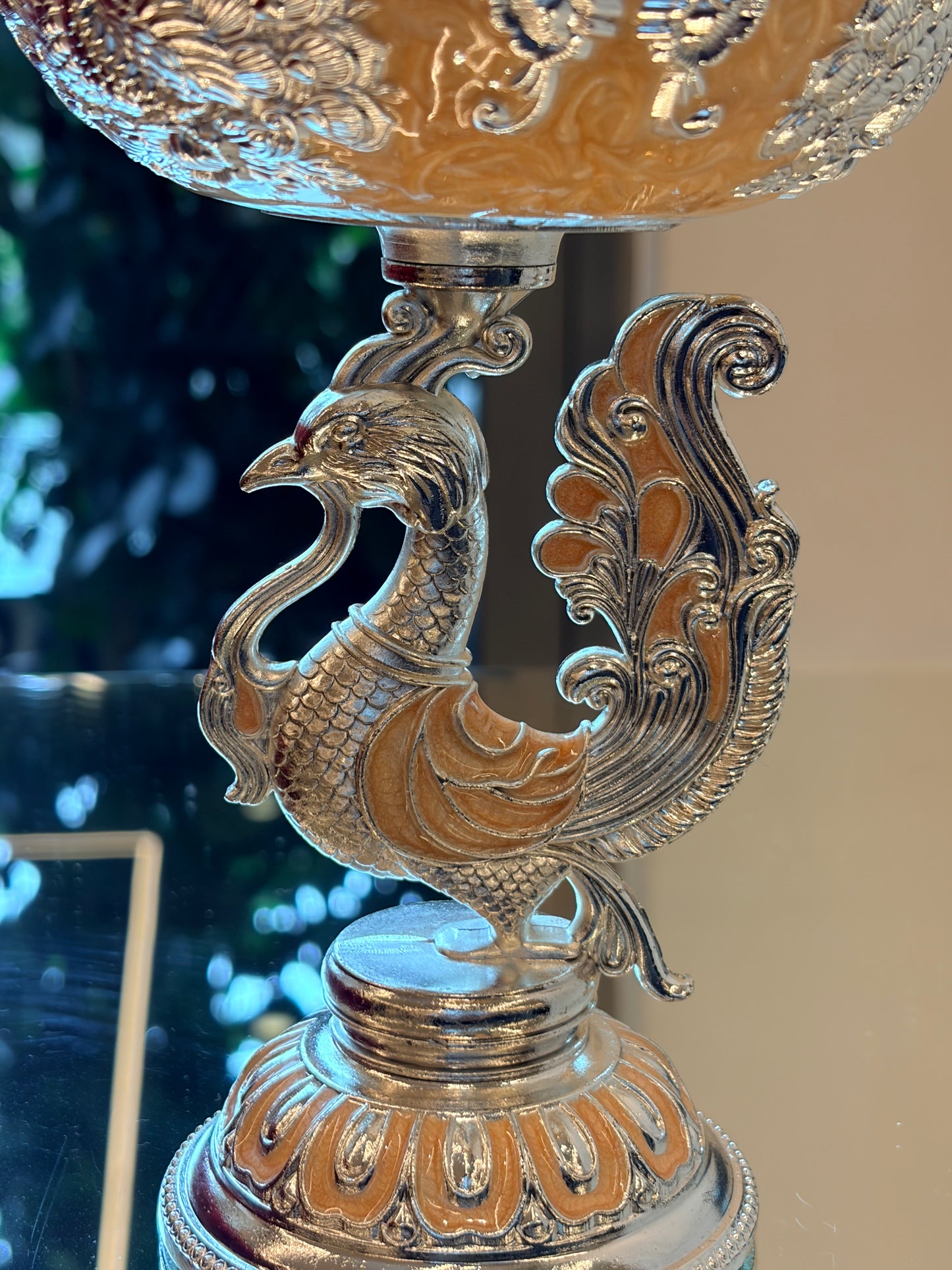 Imperial Peacock Pedestal Bowl