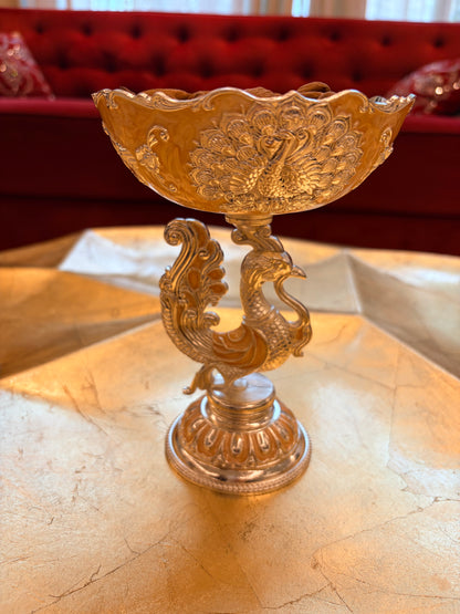 Imperial Peacock Pedestal Bowl
