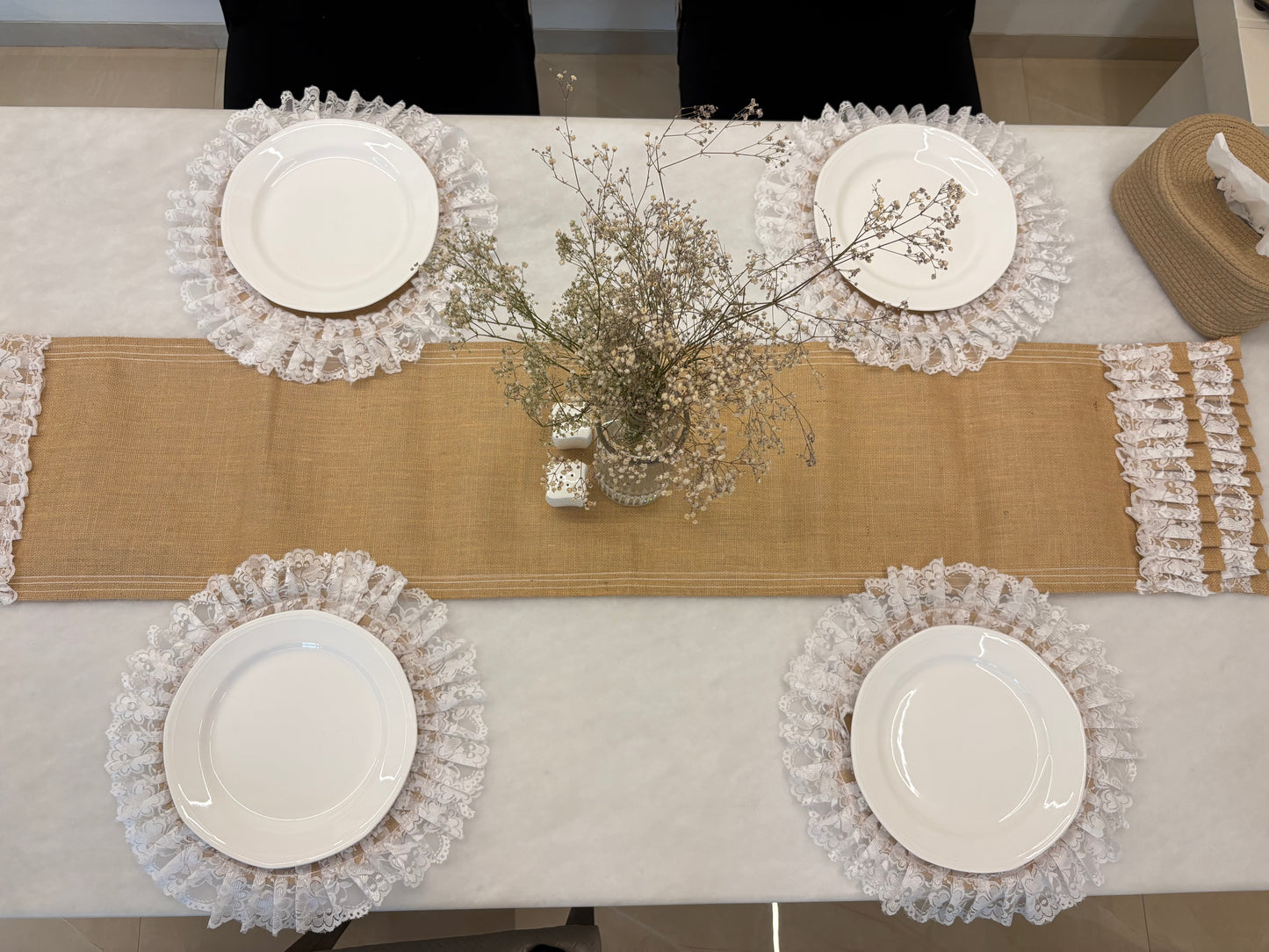 Rustic Lace Table Runner & Placemat Set