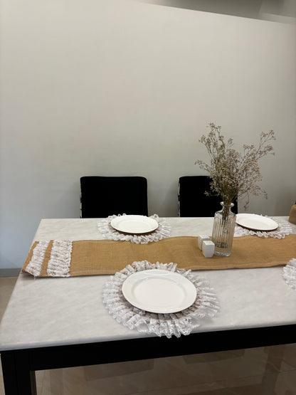 Rustic Lace Table Runner & Placemat Set