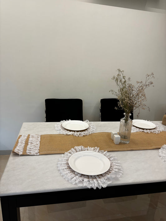 Rustic Lace Table Runner & Placemat Set