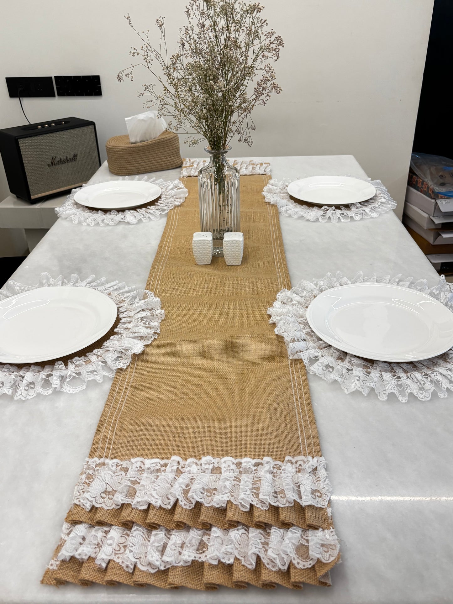 Rustic Lace Table Runner & Placemat Set