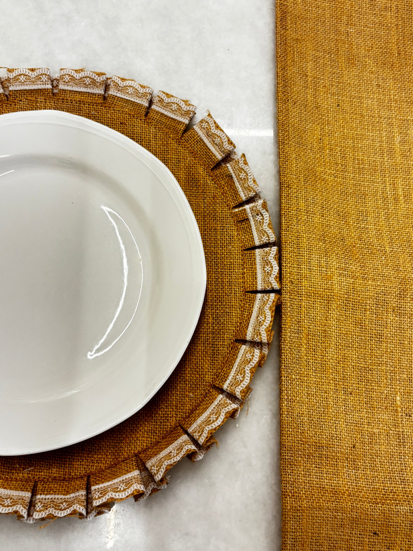 Natural Weave Table Runner & Lace Placemat Set
