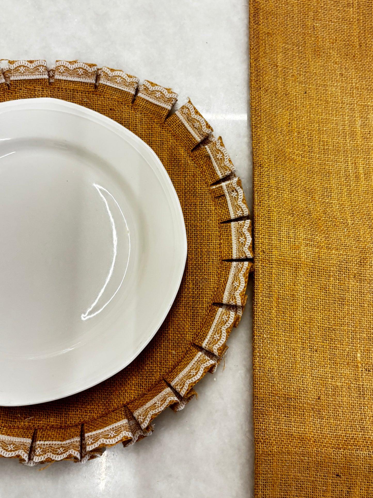 Natural Weave Table Runner & Lace Placemat Set