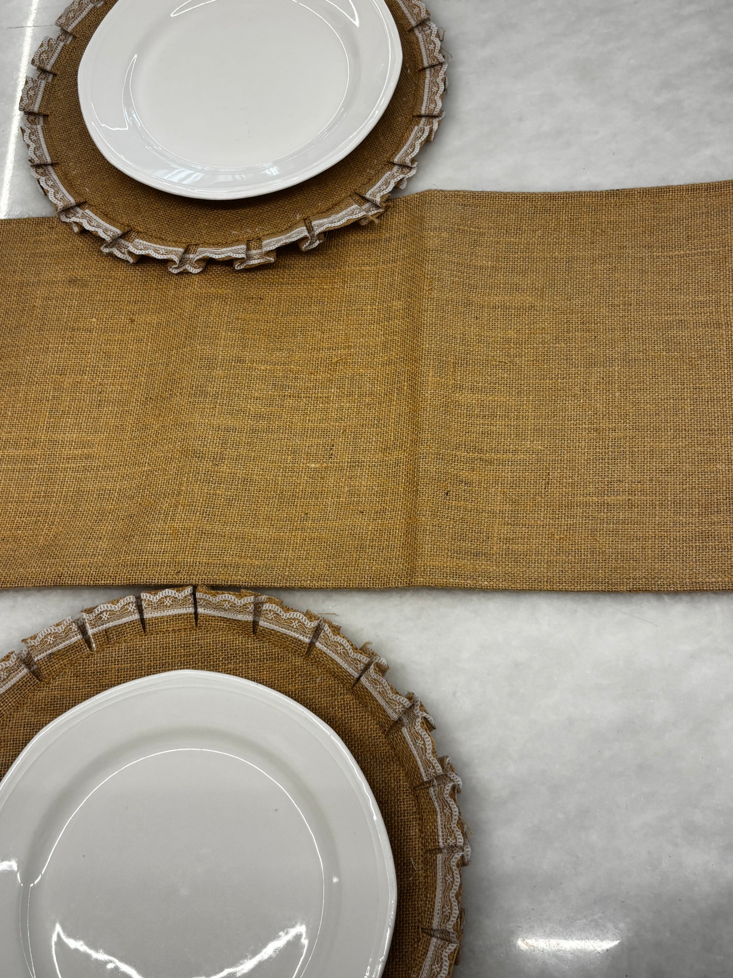 Natural Weave Table Runner & Lace Placemat Set