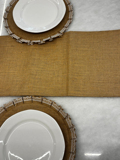 Natural Weave Table Runner & Lace Placemat Set